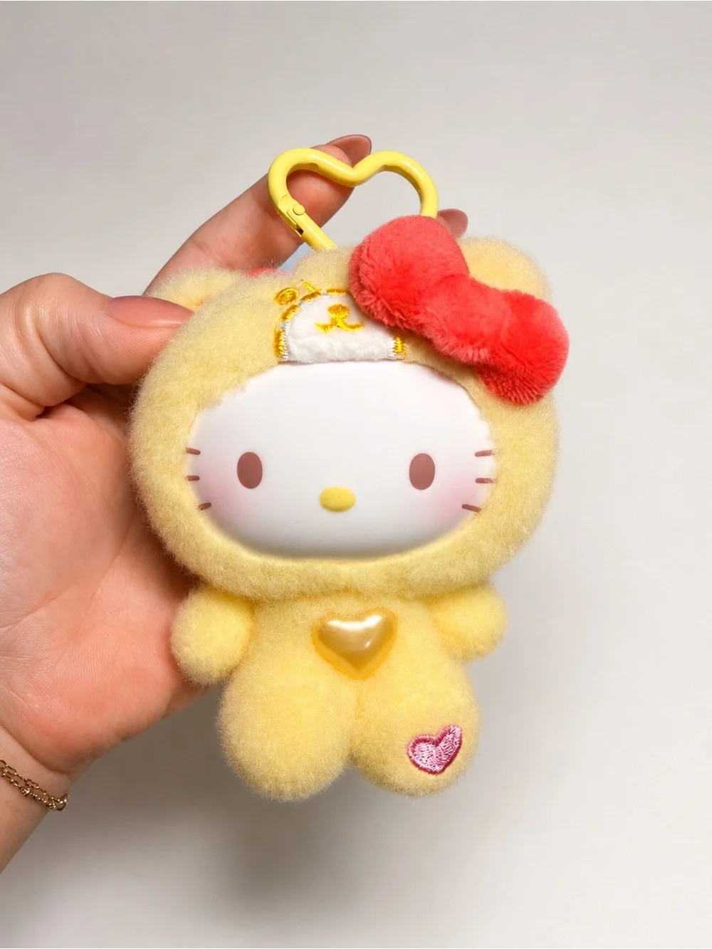 Sanrio Hello Kitty Yellow Plush Key Clip with Red Bow